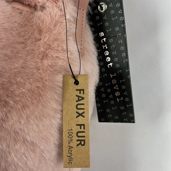 Street Level faux fur bucket bag in mauve - Picture 4 of 11